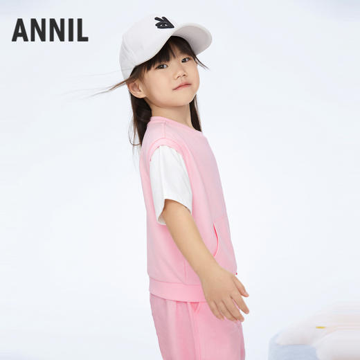 女童冰感抗菌短袖T恤超大袋鼠兜新款安奈儿童装实体店同款XG411651 商品图1