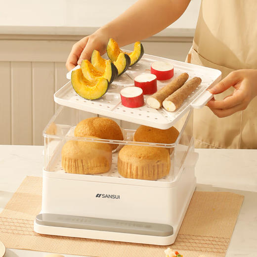 山水（SANSUI）电蒸锅大容量家用多功能电锅定时 3层24L大容量【可折叠收纳】 商品图4