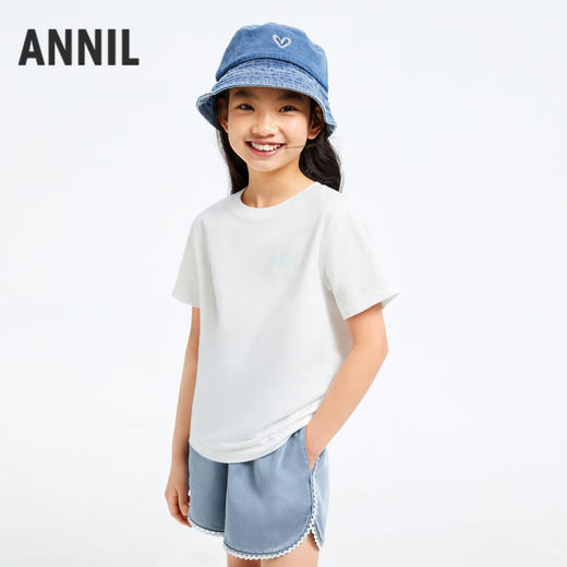 男女童轻薄柔软圆领亲子短袖T恤夏季新款安奈儿童装童装小程序专享EM421145 商品图1