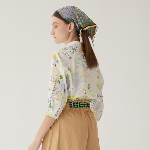 谜底碎花衬衫分袖女2024夏新款文艺风百搭宽松纯棉衬衣246MC9005 商品图2