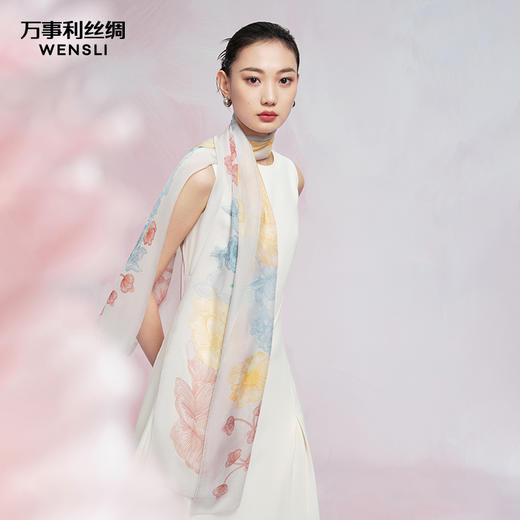 万事利“湖光山色”雪纺长巾 商品图0
