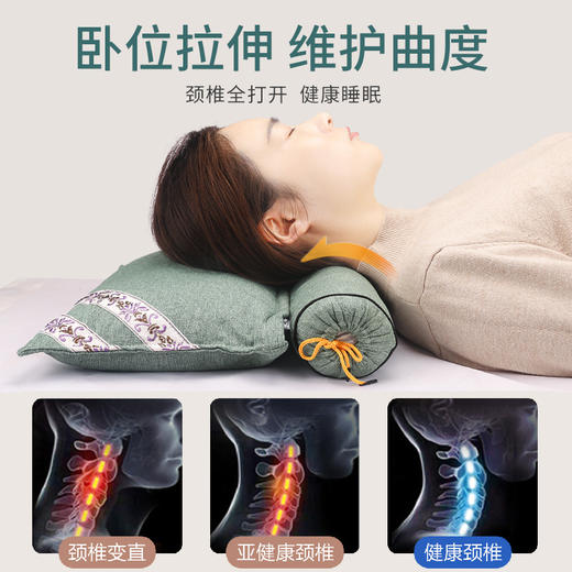 【骨科医师推荐】艾草热疗护颈枕 十二味草本填充 修复颈椎 牵引热敷拉伸按摩 助睡安眠 释放肩颈压力 保护颈椎 多功能保健枕 颈椎枕头 商品图10