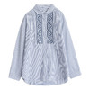 雀说民族风刺绣设计感小众纽扣显瘦条纹衬衫女长袖AL3073 商品缩略图4