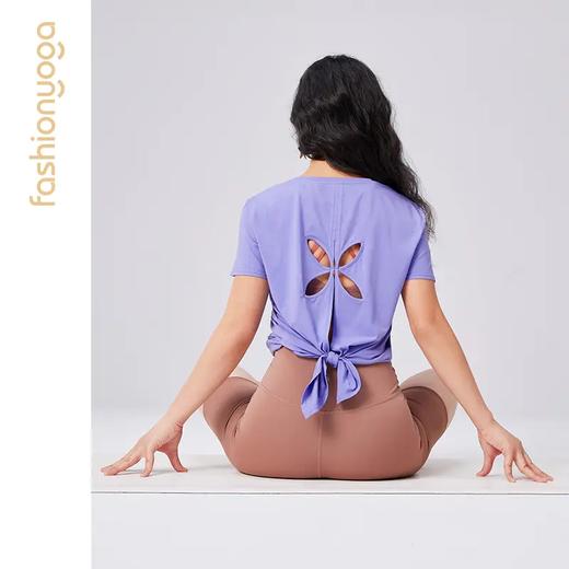 凡圣瑜伽四叶草镂空短袖外搭 F14307 商品图5