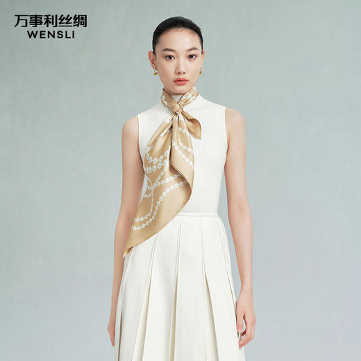 万事利“珠稠之韵”75厘米双面印花中方巾 商品图0