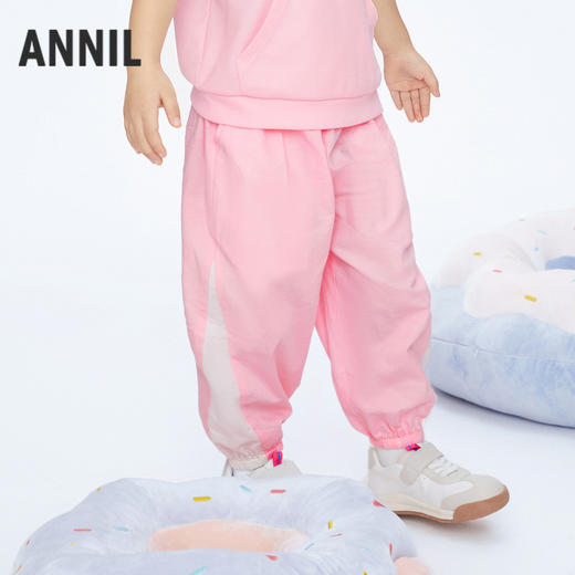 男女童棉麻混纺慢跑单裤裤子新款安奈儿童装实体店同款XM416549 商品图1