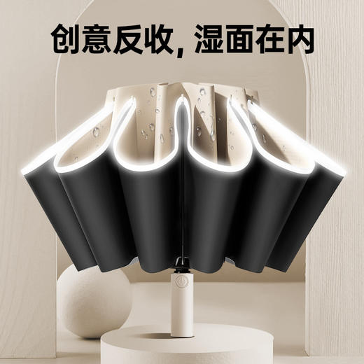 【秒开秒收，新款双骨反向伞】24骨反向伞全自动晴雨两用伞 自带反光条夜晚更安全 黑胶防晒UPF50+ 商品图0