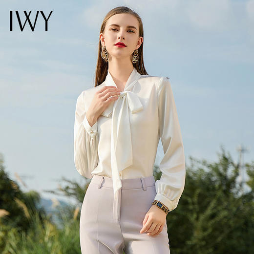 IWY/春装蝴蝶结衬衫白色雪纺面试衬衣女长袖设计感小众职业上衣B500 商品图0