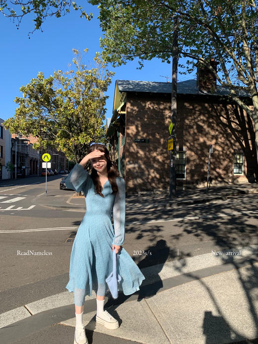 Read Nameless /冰淇淋蓝开衫+法式蓝色碎花裙 商品图4