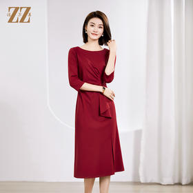 佐尔美春季上新 优雅气质中式七分袖连衣裙E23LL32
