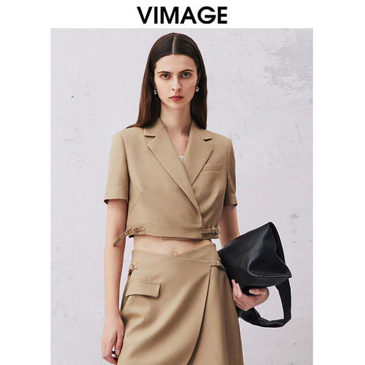 VIMAGE纬漫纪夏季新款时尚显瘦小众设计纯色短外套V2103723 商品图0