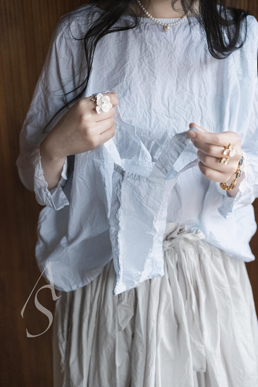 Daniela Gregis  淡蓝色/沙灰色棉质短上衣 商品图1