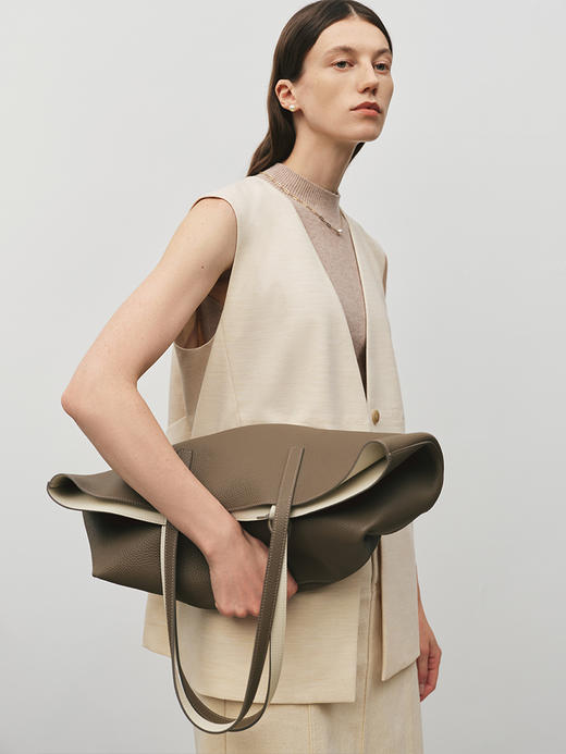 一包两用头层摔纹牛皮耐用双色托特包AB6465243 商品图7