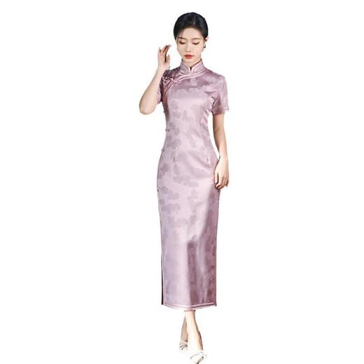 GX-22301老上海复古国风针织提花长款旗袍 商品图4
