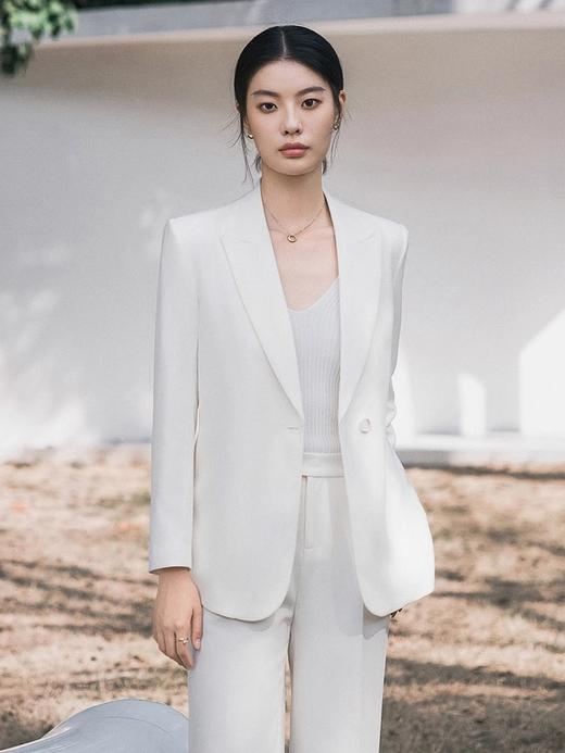 白色高级感休闲西装慵懒春秋长袖宽松西服两件套商务工作服 商品图3