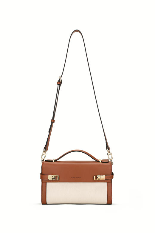 皮尔卡丹 气质典雅拼接色头层牛皮女包斜挎包 商品图11