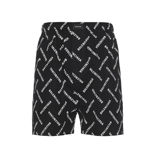 BALENCIAGA 巴黎世家 男士字母徽标印花休闲短裤 黑色 719975 TPLA4 1070 商品图0