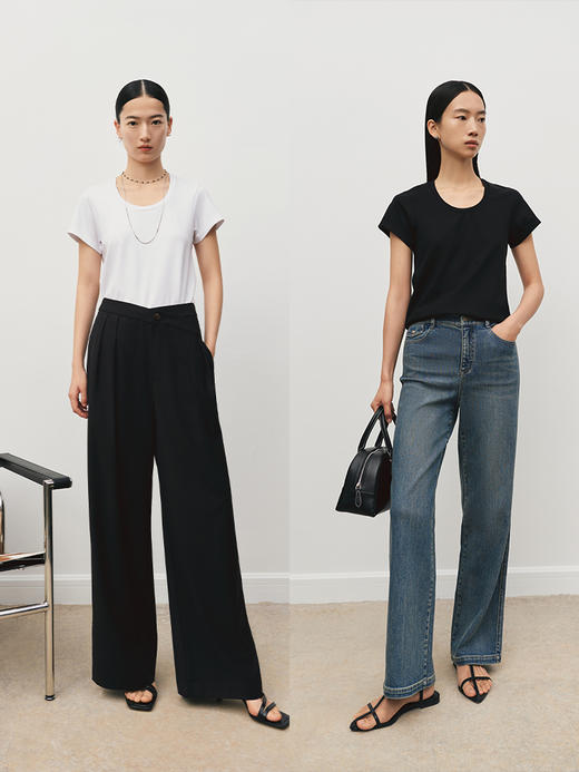 会呼吸的慕斯T 羊绒手感U型领短袖T恤FJ5100243 商品图11