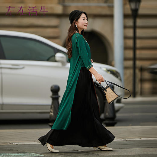 【幽幽碧玉衫】生活在左原创提花双生纱新中式绣花正反两穿衬衣女1933048 商品图12