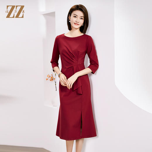 佐尔美春季上新 优雅气质中式七分袖连衣裙E23LL32 商品图3