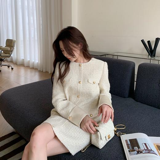 金蘑菇菇 "COCO鎏金手工坊"/ 精纺羊毛小香连衣裙 商品图4