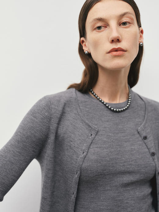 超细美丽诺羊毛圆领毛织背心 FJ5018243 商品图8