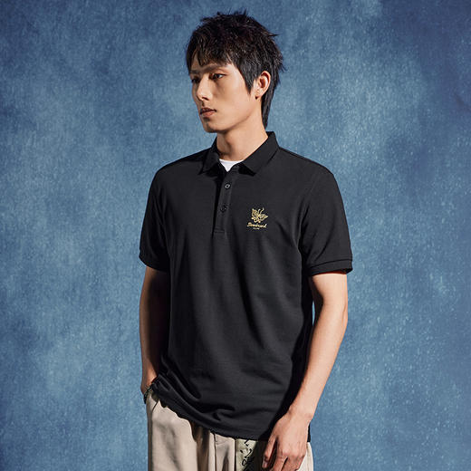 【非遗苗绣蝴蝶妈妈系列】柒牌短袖POLO衫男夏季新款抗菌翻领T恤	126T72590 商品图1