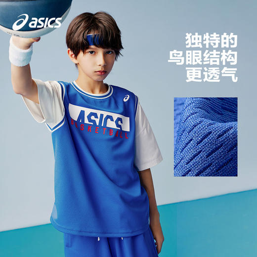 ASICS/亚瑟士童装2024春夏季男女童吸湿速干篮球套装短袖T恤短裤 商品图1
