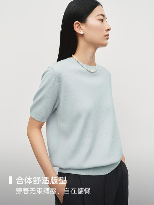 羊绒羊毛圆领松弛短袖毛衫FJ5057243 商品图4