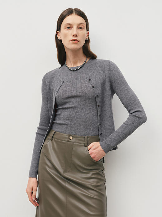 超细美丽诺羊毛圆领毛织背心 FJ5018243 商品图7