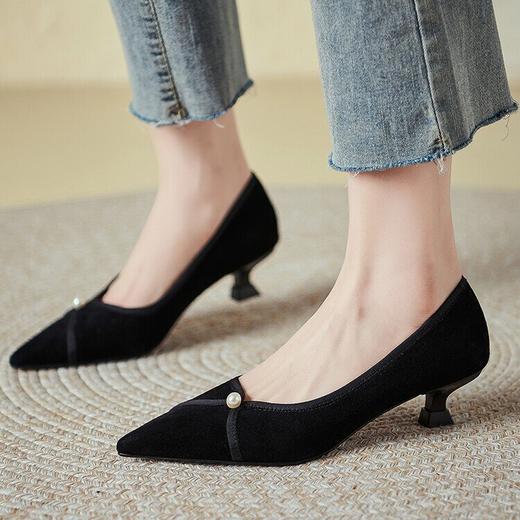 【预售5天】新款尖头浅口珍珠单鞋，羊翻皮韩版气质高跟鞋时尚四季鞋YS&YSD4137 商品图3