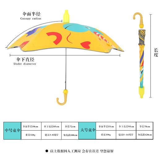 儿童雨伞【创意带防水套 儿童伞圆角安全】小孩男长柄伞 可爱卡通晴雨伞 商品图3