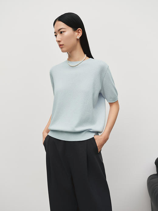 羊绒羊毛圆领松弛短袖毛衫FJ5057243 商品图1