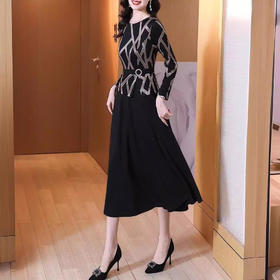AHM-3081韩版拼接修身假两件连衣裙2024春季新款高级感减龄气质显瘦大摆裙