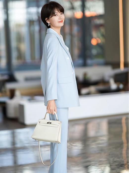 时尚蓝色职业西服套裤新款阔腿裤西装正装 商品图3