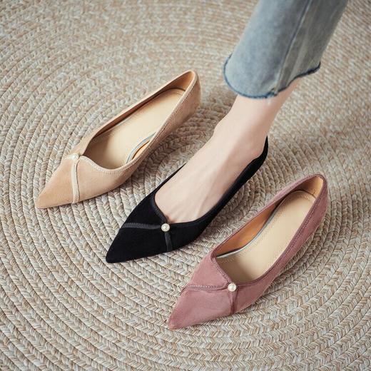 【预售5天】新款尖头浅口珍珠单鞋，羊翻皮韩版气质高跟鞋时尚四季鞋YS&YSD4137 商品图4