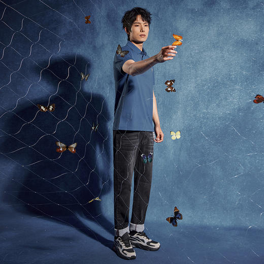 【不变形领】【非遗苗绣蝴蝶妈妈系列】柒牌polo衫男短袖夏季新款时尚休闲上衣	126T72580 商品图3