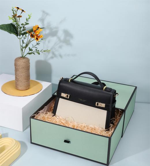 皮尔卡丹 气质典雅拼接色头层牛皮女包斜挎包 商品图4