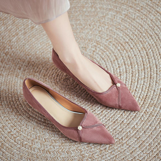 【预售5天】新款尖头浅口珍珠单鞋，羊翻皮韩版气质高跟鞋时尚四季鞋YS&YSD4137 商品图0