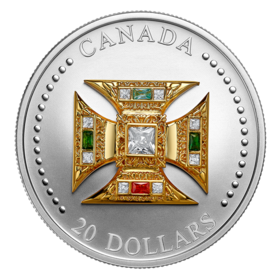 2023年 加拿大 圣爱德华王冠银币，镶嵌水晶