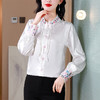HT-6939新中式国风白色长袖刺绣衬衫2024春新款女装复古盘扣唐装汉服上衣 商品缩略图0