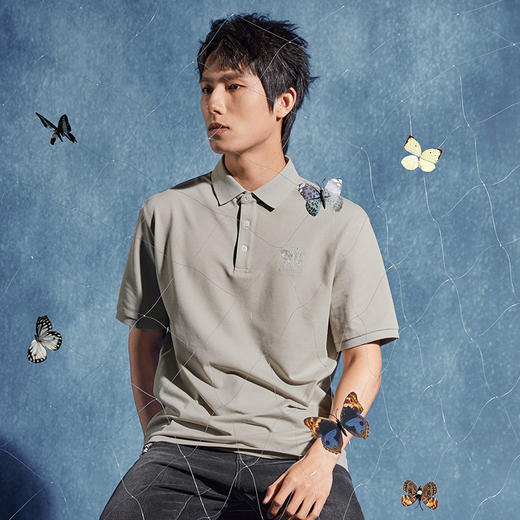【特价】【非遗苗绣蝴蝶妈妈系列】柒牌polo衫短袖男夏季凉感透气翻领上衣	126T72600 商品图1