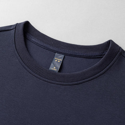 【桑蚕丝混纺】罗蒙春秋男装卫衣胸花绣花卫衣男士休闲百搭男青年卫衣圆领长袖T恤上衣男 商品图3