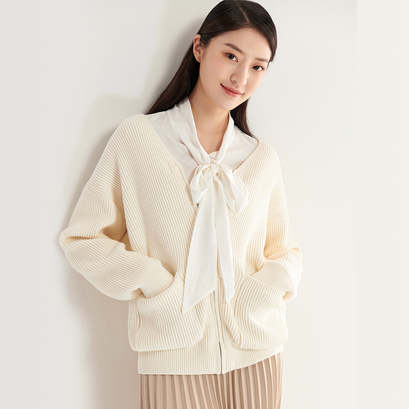 INANDON 拉链休闲针织开衫21901