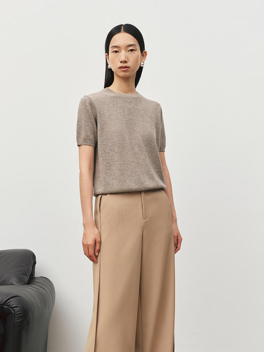 羊绒羊毛圆领松弛短袖毛衫FJ5057243 商品图13