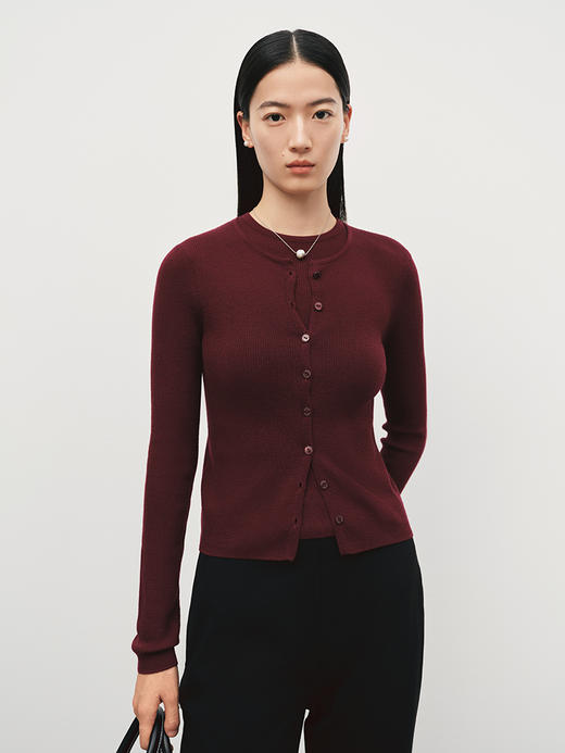 超细美丽诺羊毛圆领毛织背心 FJ5018243 商品图10