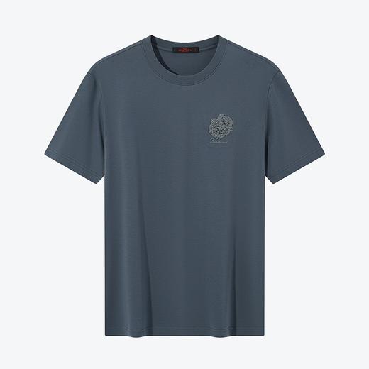 【非遗苗绣蝴蝶妈妈系列】柒牌短袖T恤男夏季新款冰藻泥圆领上衣	126T72710 商品图4