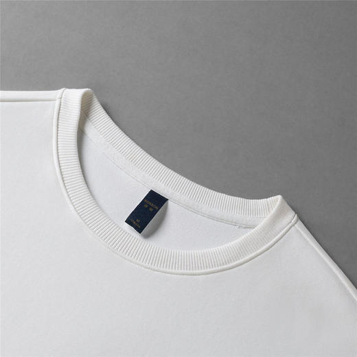 【桑蚕丝混纺】罗蒙春秋款胸花绣花卫衣男士休闲百搭男纯色卫衣长袖圆领T恤上衣男 商品图6