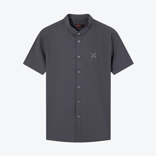 【非遗苗绣蝴蝶妈妈系列】柒牌短袖衬衫男夏季新款休闲立领衬衣薄	126A70160 商品图4