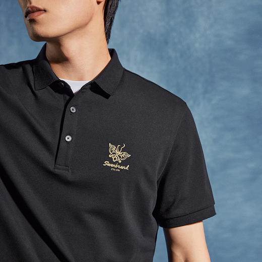 【非遗苗绣蝴蝶妈妈系列】柒牌短袖POLO衫男夏季新款抗菌翻领T恤	126T72590 商品图2